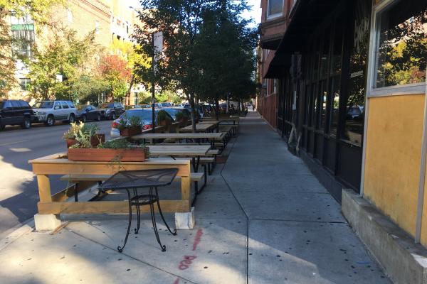 patio on the sidewalk