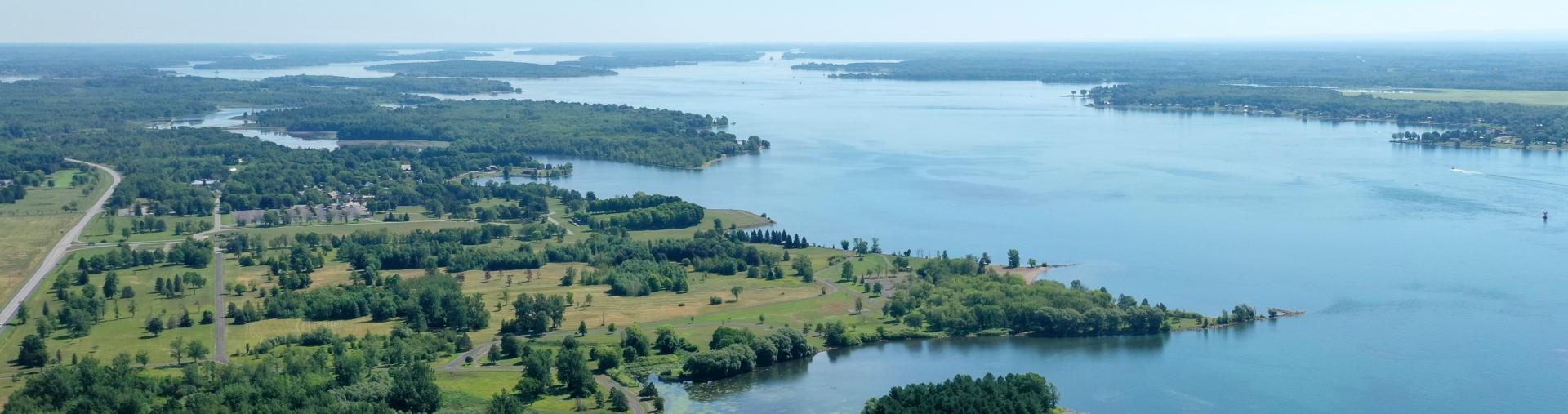AN AERIAL VIEW OF THE ST LAWRENCE RIVER