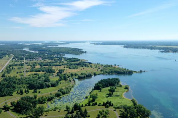 AN AERIAL VIEW OF THE ST LAWRENCE RIVER