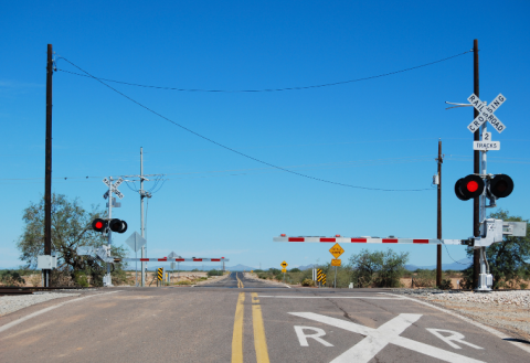 A rail crossing.